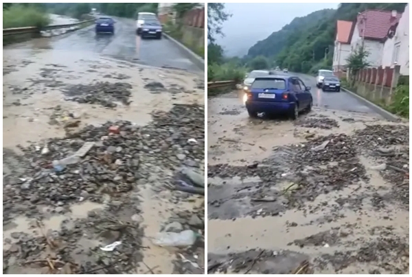 На Закарпатті потужний селевий потік зійшов на дорогу. Відео наслідків