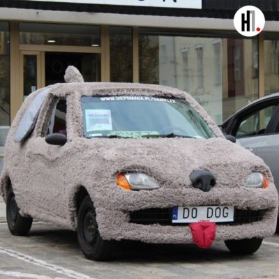У Польщі українець перетворив авто на гігантського пса, щоб зібрати гроші на лікування сина