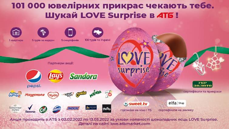 Романтична зима з «АТБ»: у шоколадних яйцях LOVE Surprise – золоті сюрпризи та подарунки мрії