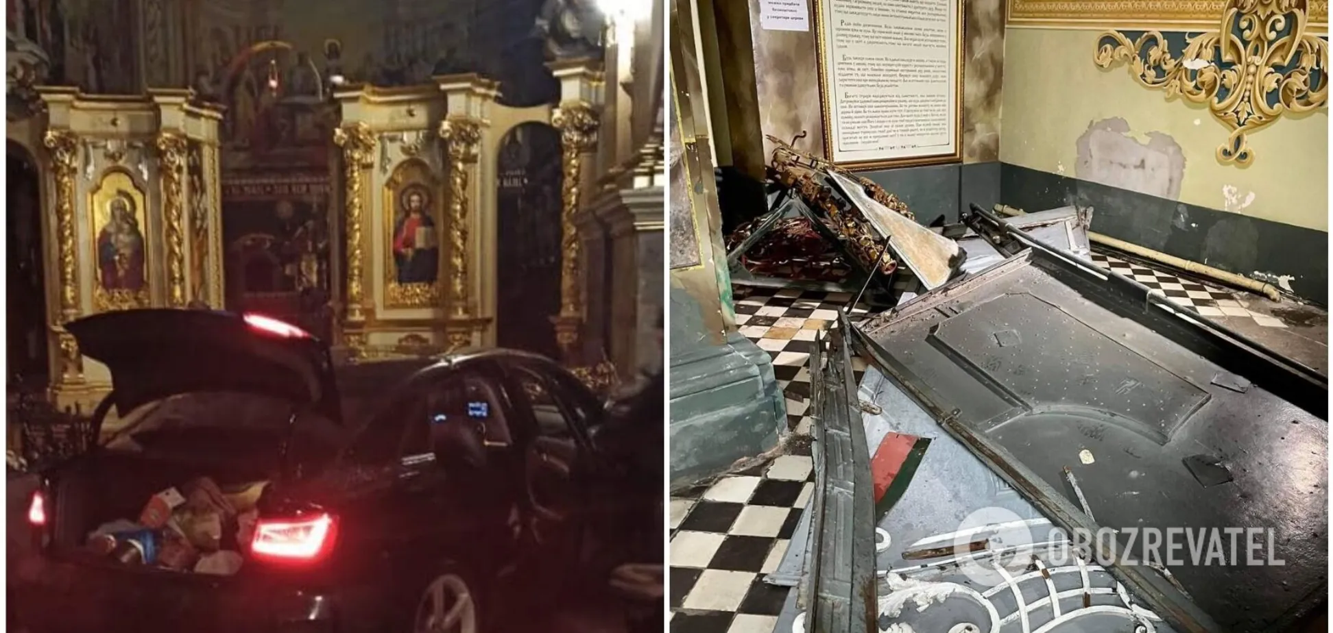 У Тернополі жінка на автівці влетіла у головний храм УГКЦ та знищила плащаницю (ФОТО, ВІДЕО)