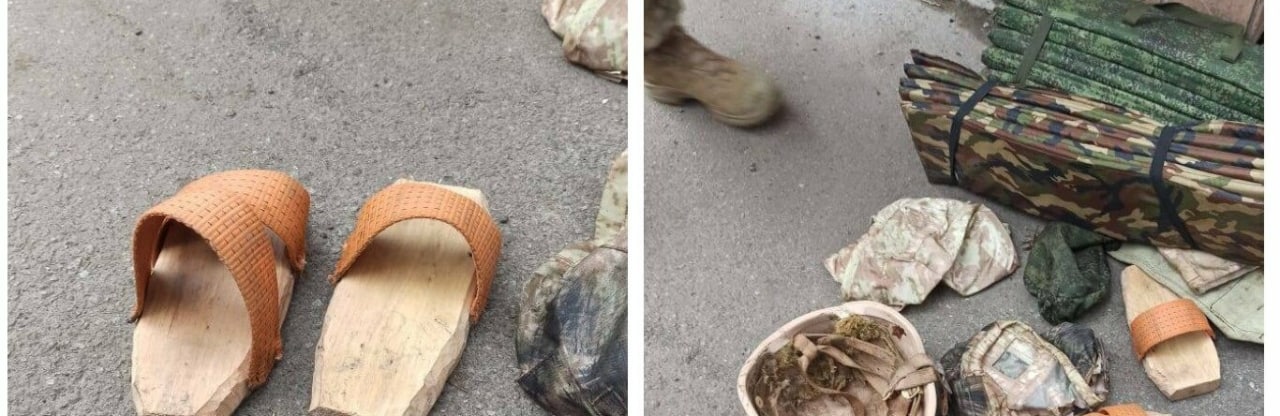 “Це імпортозаміщення”: російські окупанти, втікаючи, забули дерев’яне взуття (ФОТО)