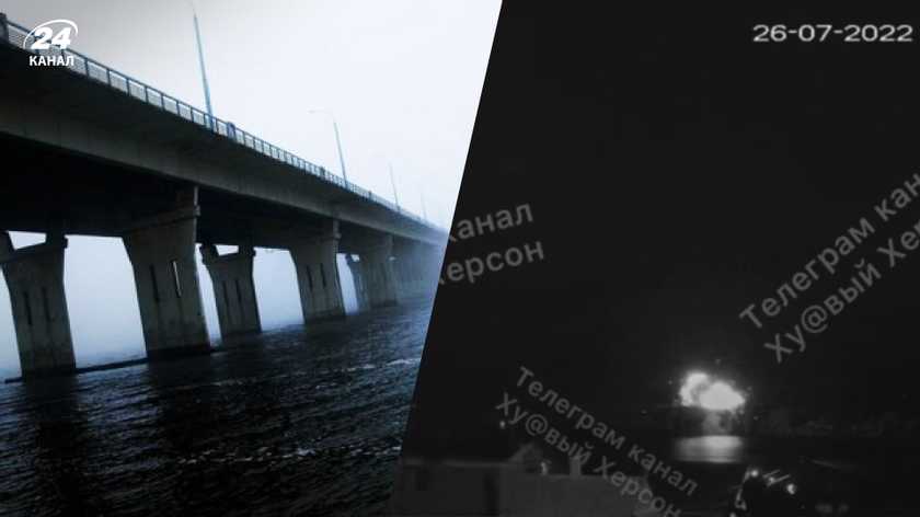 Удар по Антонівському мосту: місцеві показали епічне відео моменту прильоту