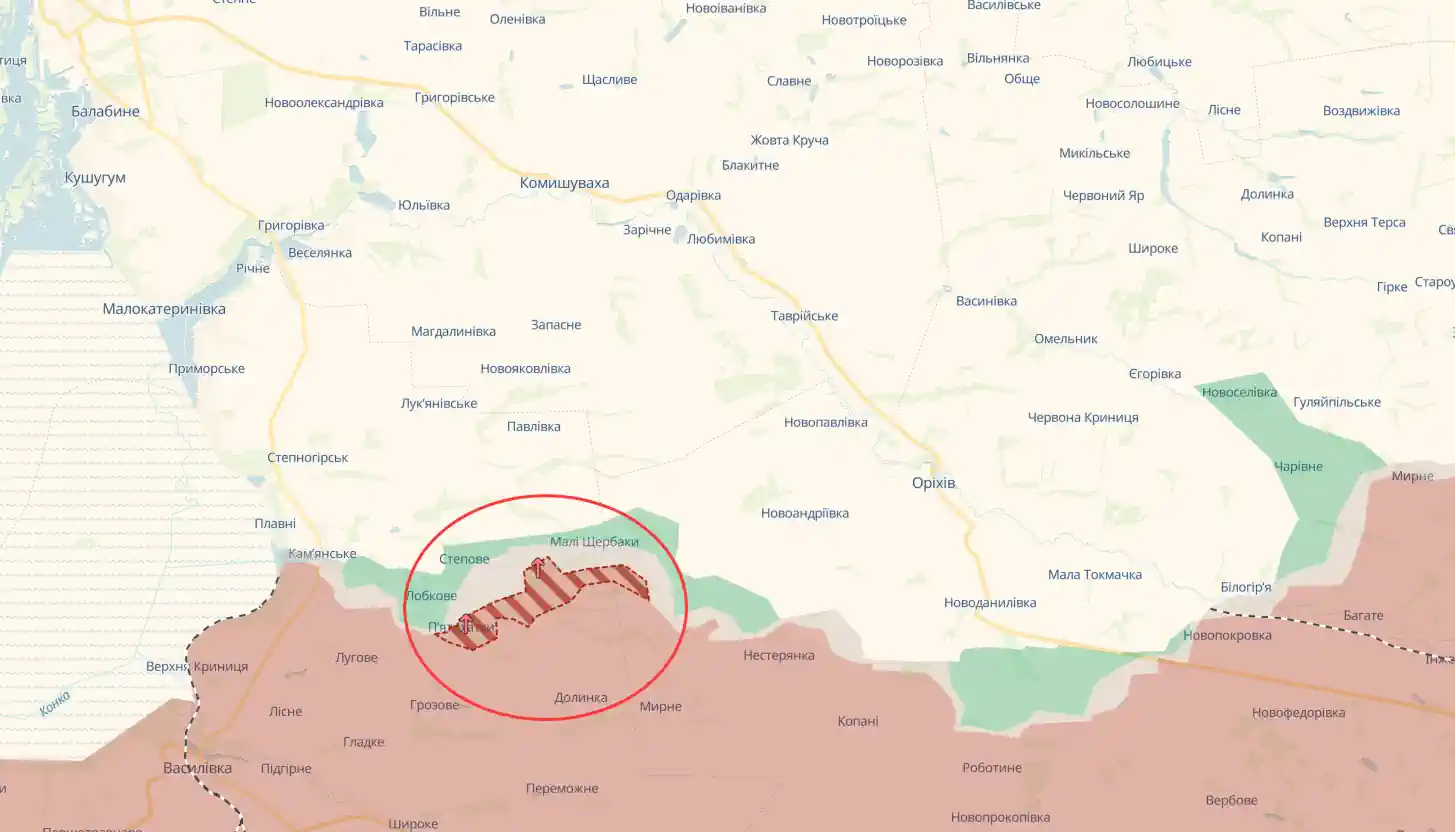 DeepState: Війська РФ намагаються прорвати лінію П’ятихатки-Малі Щербаки від початку березня